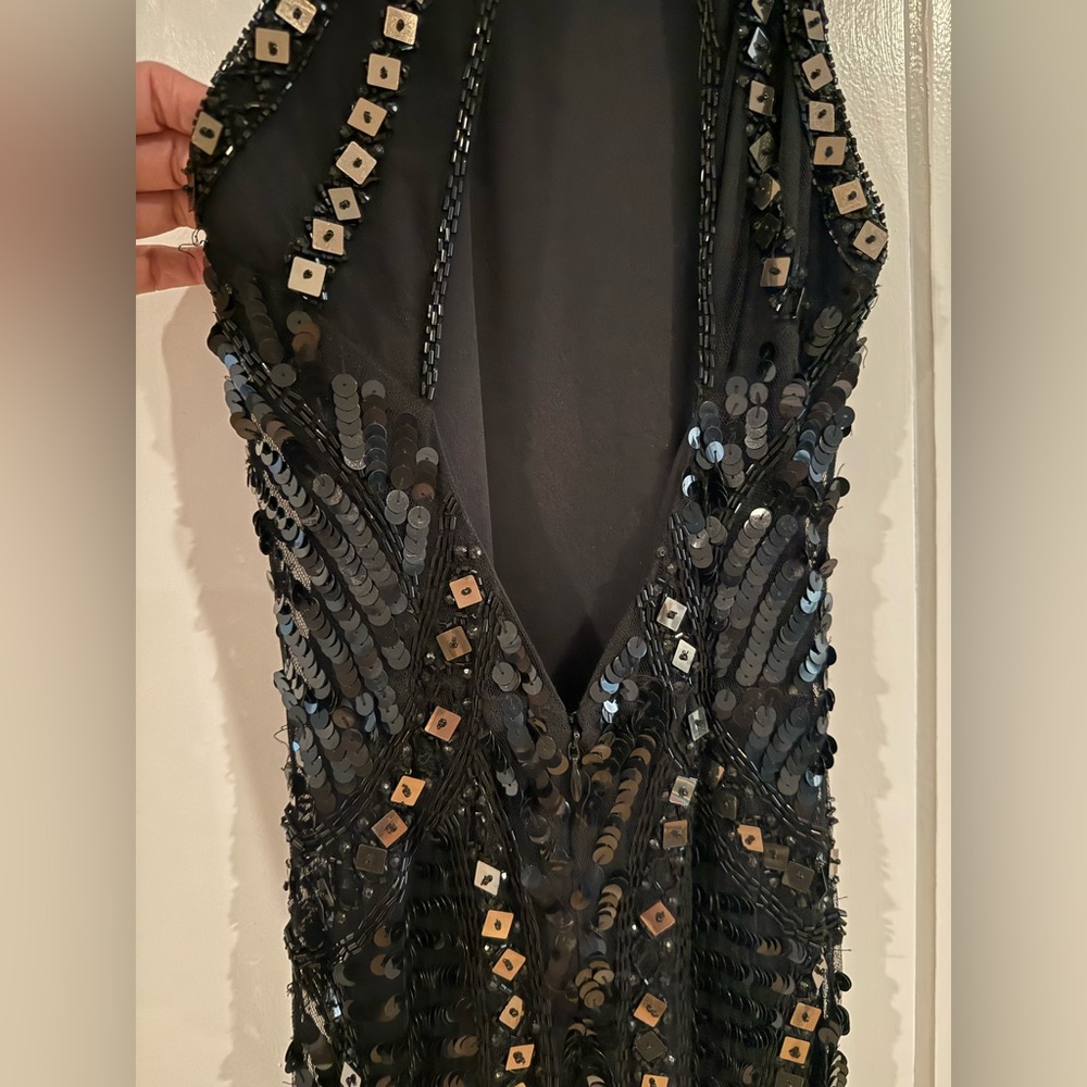Revolve Parker Jaden Beaded Sequin Open Back Little Black Cocktail Dress - Picture 10 of 17